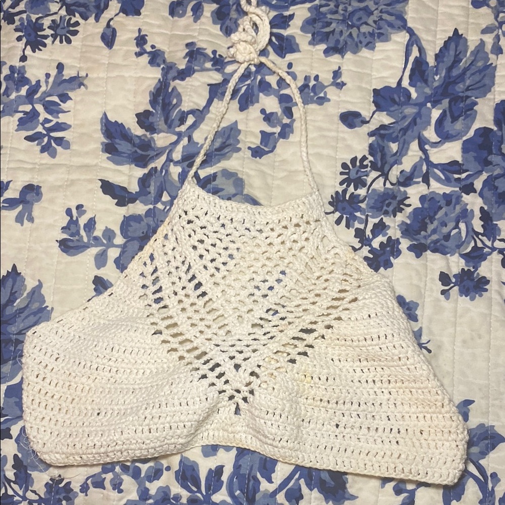 Cream Crochet Halter Top